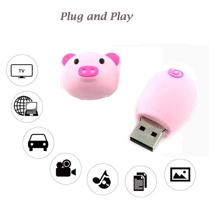 Aretop Flash Drive Cute 64GB, USB 2.0 Cute Pink Pig Shape USB Memory Stick Pendrive for Computer 64GB Thumb Drive USB Jump Drive Gift for Girls Kids Present - Image 5